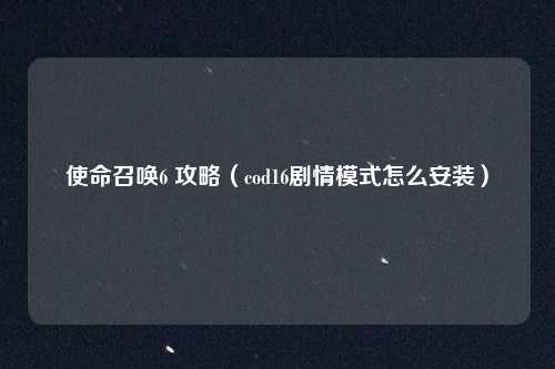 使命召唤6 攻略（cod16剧情模式怎么安装）