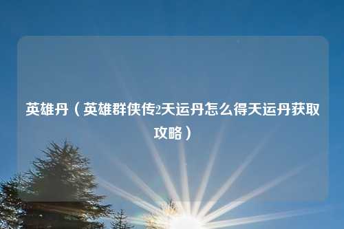 英雄丹（英雄群侠传2天运丹怎么得天运丹获取攻略）