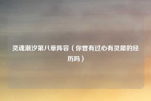 灵魂潮汐第八章阵容（你曾有过心有灵犀的经历吗）