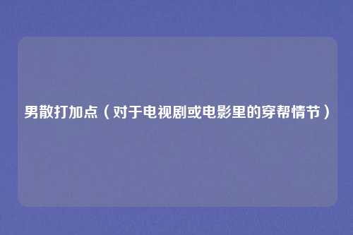 男散打加点（对于电视剧或电影里的穿帮情节）