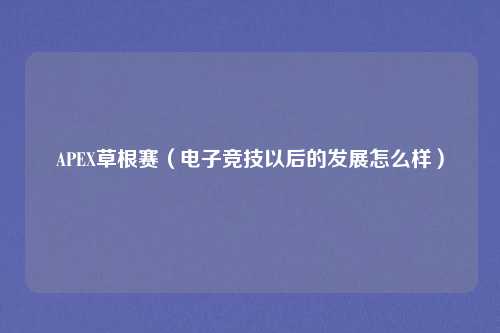 APEX草根赛（电子竞技以后的发展怎么样）