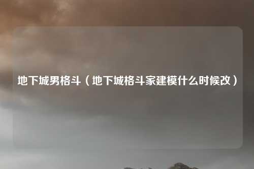 地下城男格斗（地下城格斗家建模什么时候改）