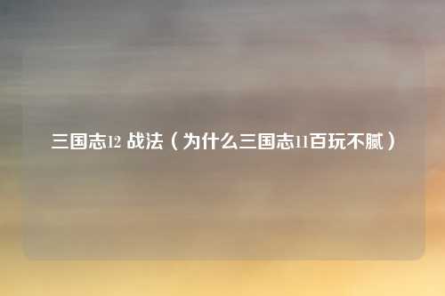 三国志12 战法（为什么三国志11百玩不腻）