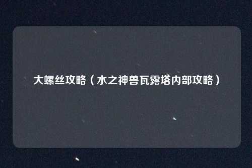 大螺丝攻略（水之神兽瓦露塔内部攻略）