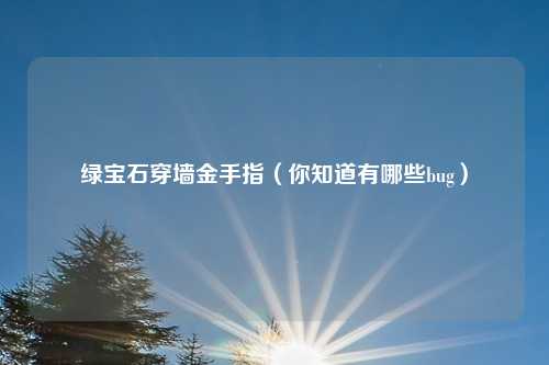 绿宝石穿墙金手指（你知道有哪些bug）