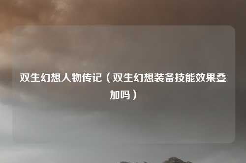双生幻想人物传记（双生幻想装备技能效果叠加吗）