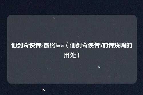 仙剑奇侠传5最终boss（仙剑奇侠传5前传烧鸭的用处）