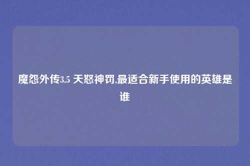 魔怨外传3.5 天怒神罚,最适合新手使用的英雄是谁