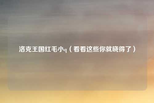 洛克王国红毛小q（看看这些你就晓得了）