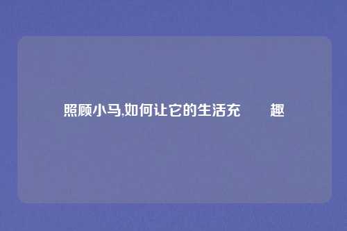 照顾小马,如何让它的生活充滿樂趣