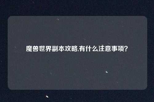 魔兽世界副本攻略,有什么注意事项？