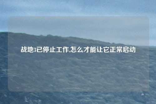 战地3已停止工作,怎么才能让它正常启动