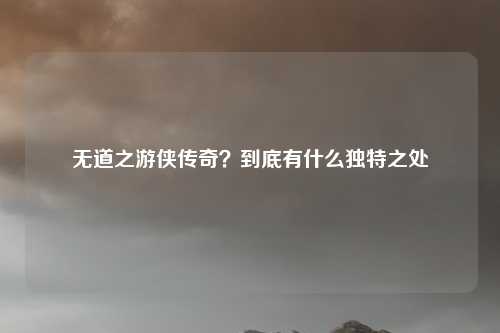 无道之游侠传奇？到底有什么独特之处