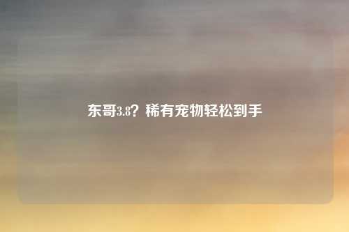 东哥3.8？稀有宠物轻松到手
