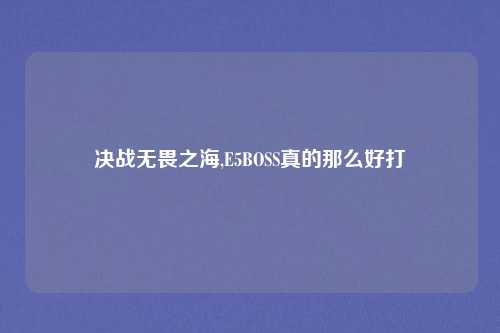 决战无畏之海,E5BOSS真的那么好打