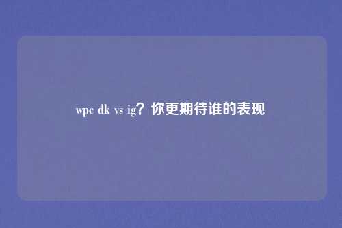 wpc dk vs ig？你更期待谁的表现