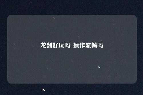 龙剑好玩吗, 操作流畅吗