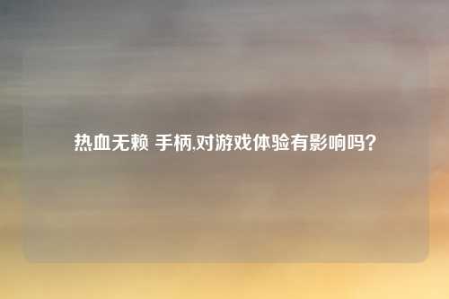 热血无赖 手柄,对游戏体验有影响吗？