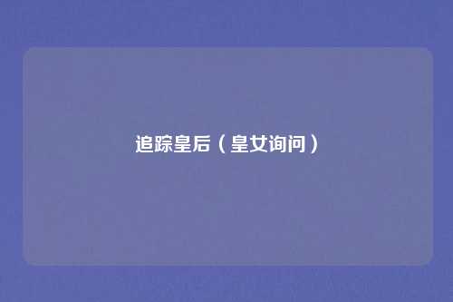 追踪皇后（皇女询问）
