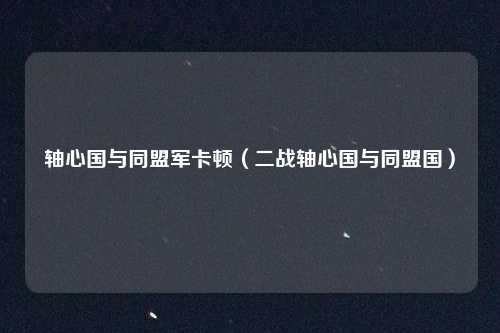 轴心国与同盟军卡顿（二战轴心国与同盟国）