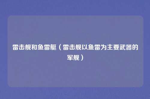 雷击舰和鱼雷艇（雷击舰以鱼雷为主要武器的军舰）