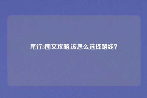 尾行3图文攻略,该怎么选择路线？