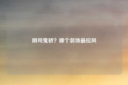 阴司鬼轿？哪个装饰最拉风