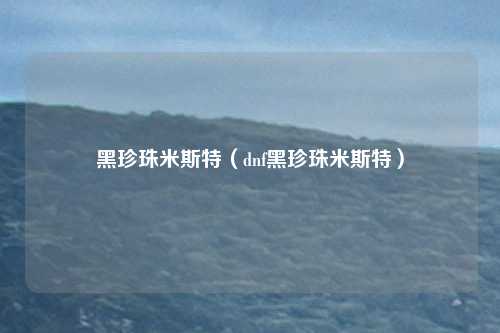黑珍珠米斯特(dnf黑珍珠米斯特)