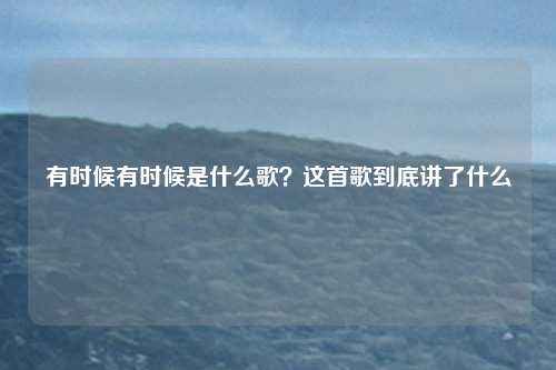 有时候有时候是什么歌？这首歌到底讲了什么