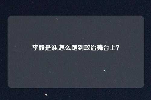 李毅是谁,怎么跑到政治舞台上？