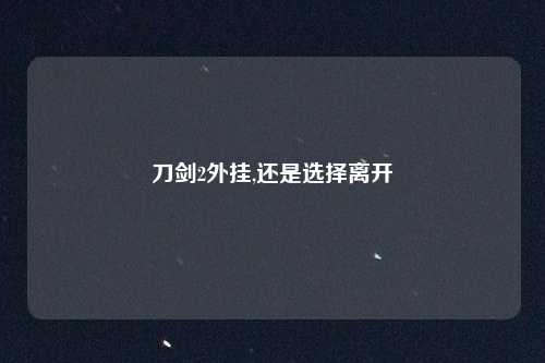 刀剑2外挂,还是选择离开