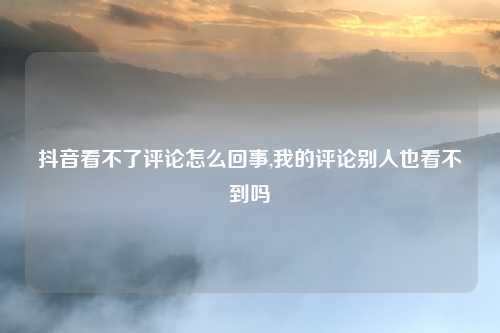 抖音看不了评论怎么回事,我的评论别人也看不到吗