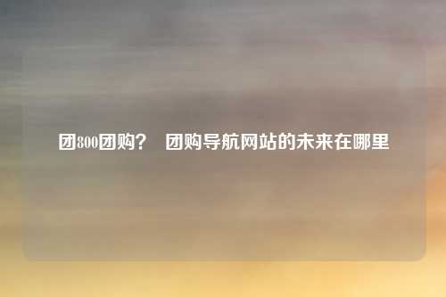 团800团购？  团购导航网站的未来在哪里