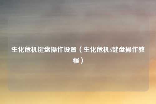 生化危机键盘操作设置（生化危机5键盘操作教程）