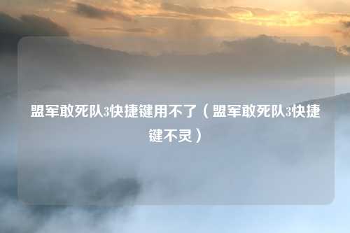 盟军敢死队3快捷键用不了（盟军敢死队3快捷键不灵）