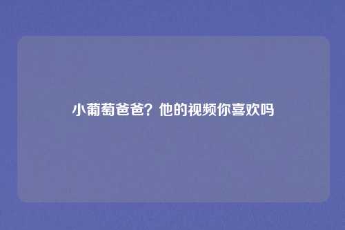小葡萄爸爸？他的视频你喜欢吗
