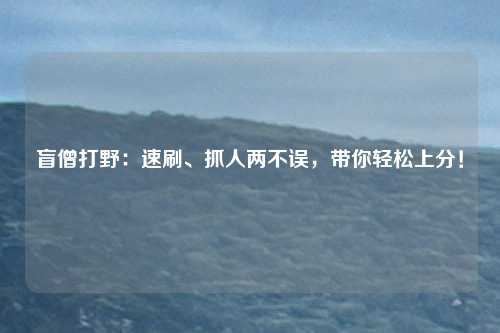 盲僧打野：速刷、抓人两不误，带你轻松上分！