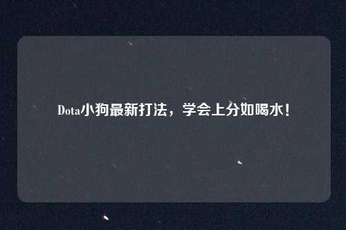 Dota小狗最新打法,学会上分如喝水!