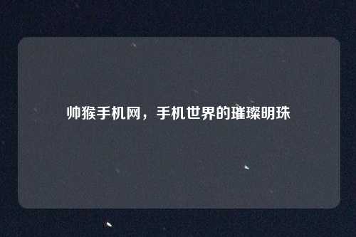 帅猴手机网，手机世界的璀璨明珠
