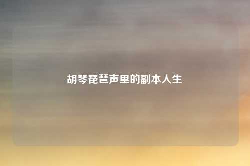 胡琴琵琶声里的副本人生