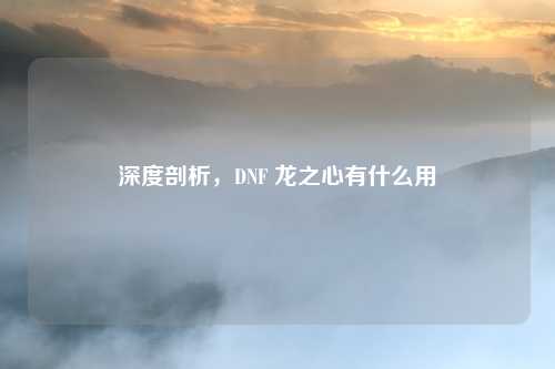 深度剖析，DNF 龙之心有什么用