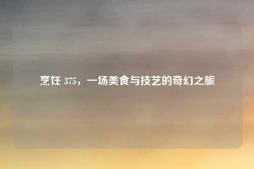 烹饪 375，一场美食与技艺的奇幻之旅