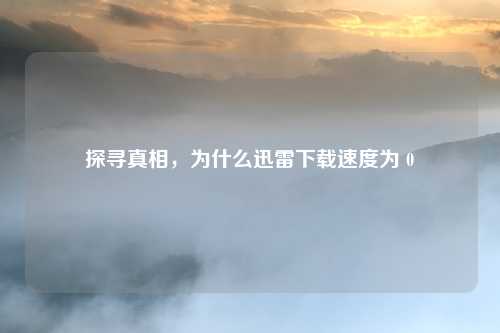 探寻真相,为什么迅雷下载速度为 0
