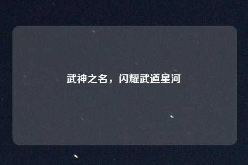 武神之名,闪耀武道星河