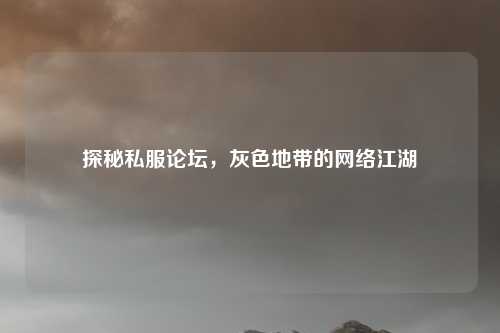 探秘私服论坛，灰色地带的网络江湖