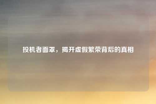 投机者面罩,揭开虚假繁荣背后的真相