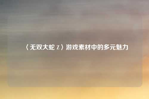 〈无双大蛇 Z〉游戏素材中的多元魅力