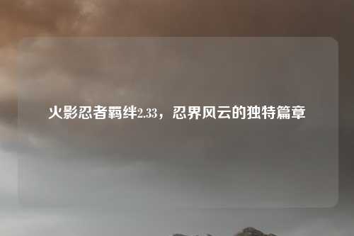火影忍者羁绊2.33，忍界风云的独特篇章