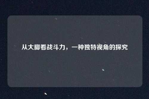 从大脚看战斗力,一种独特视角的探究