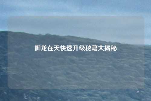 御龙在天快速升级秘籍大揭秘